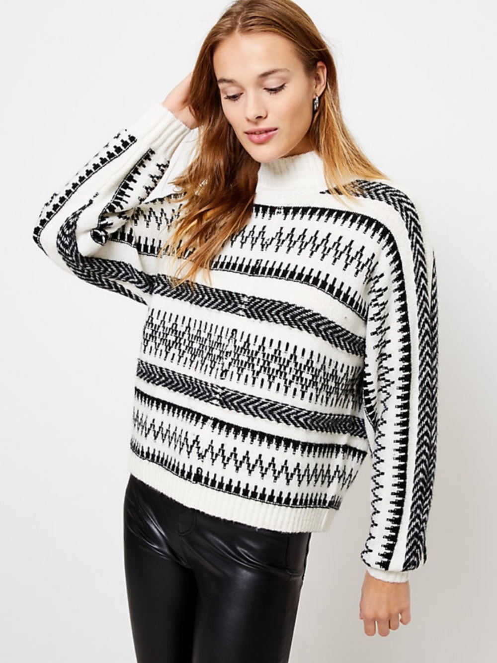 LOFT Fair Isle Poncho Knit Pullover Sweater